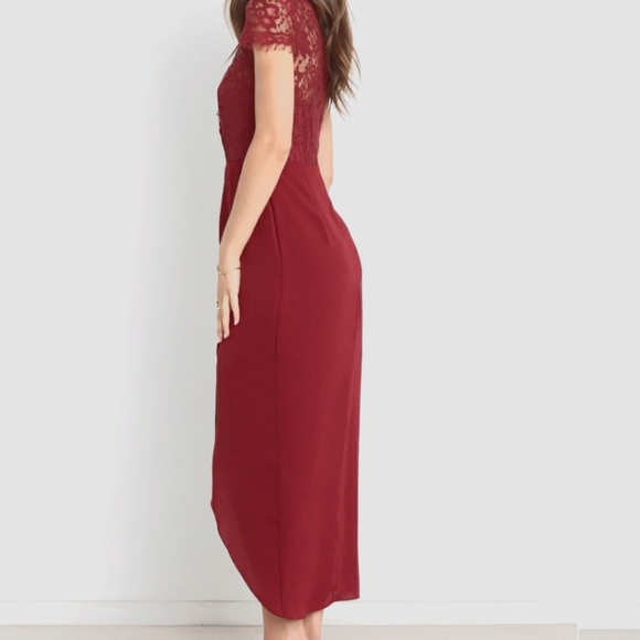 Petal & Pup V-neck Lace Lucille Dress In Wine Size 4 - Picture 3 of 12